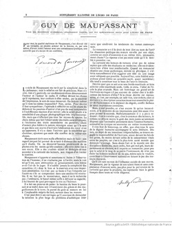 「ギィ・ド・モーパッサン」掲載紙 Source gallica.bnf.fr / BnF