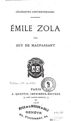 『エミール・ゾラ』表紙 Source gallica.bnf.fr / BnF